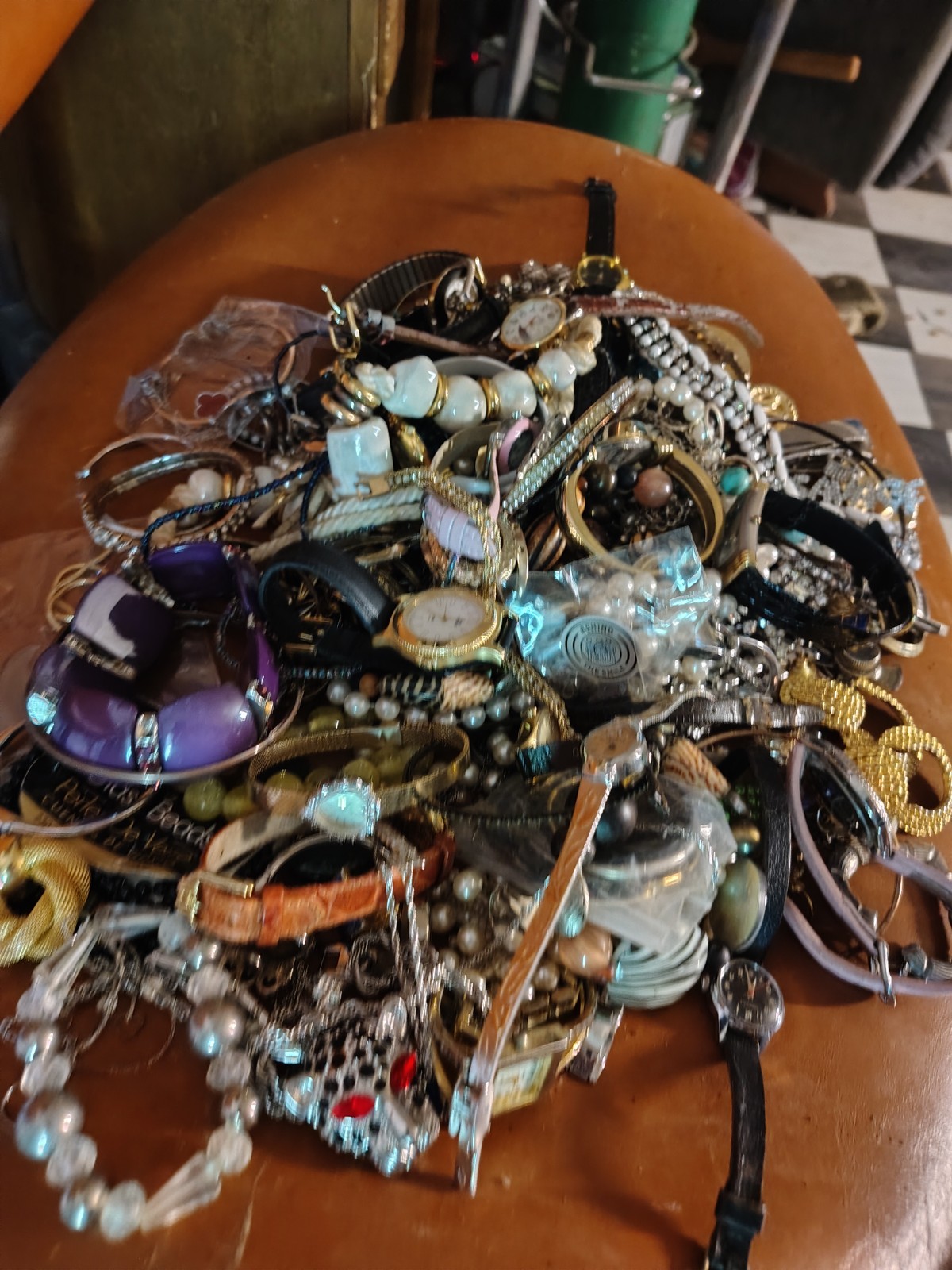 Huge Lot Of Estate Jewelry Watches, Necklaces, Bracelets, Pins, Mixed Vintag
