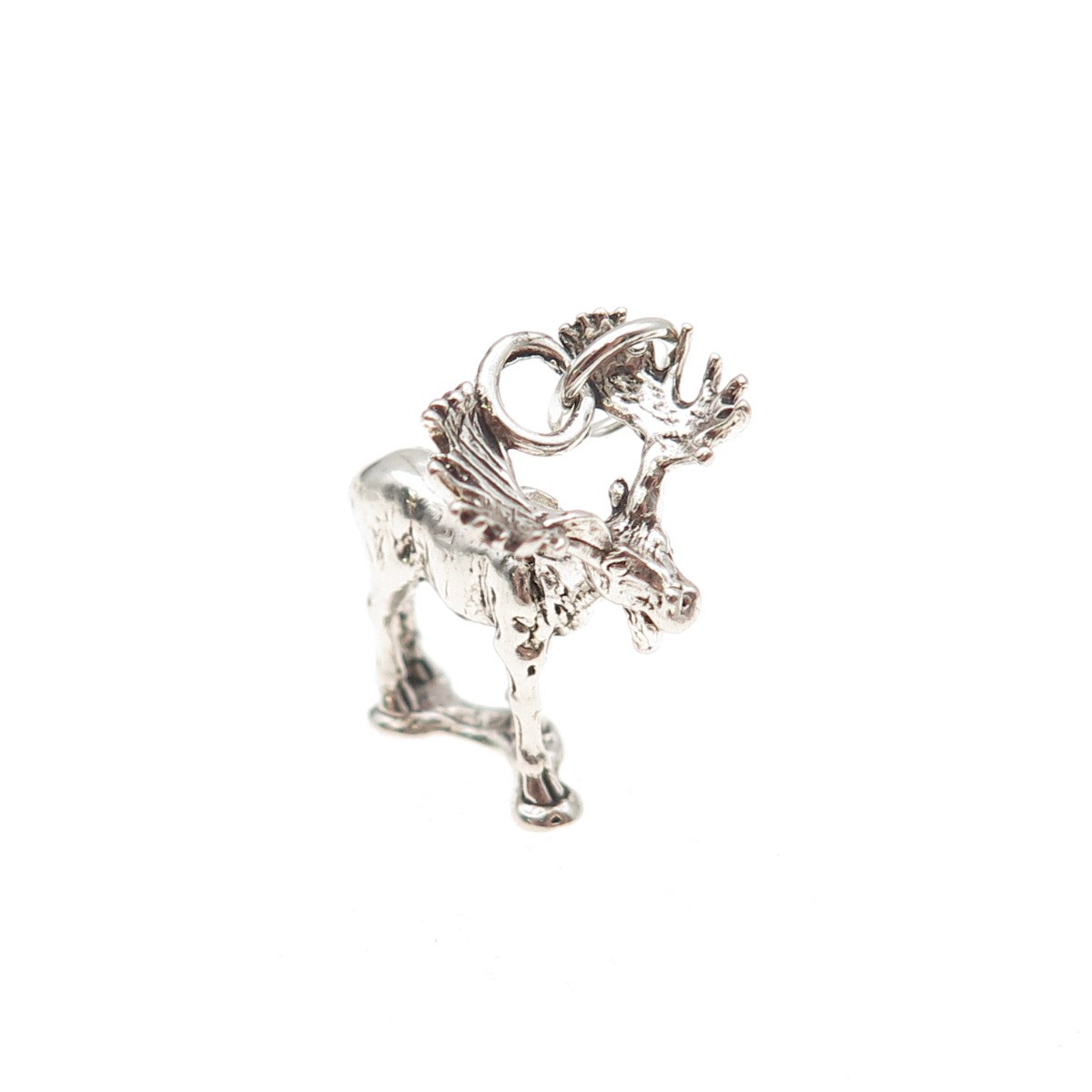 925 Sterling Silver Vintage 1984 Moose Oxidized 3D Mini Charm Pendant