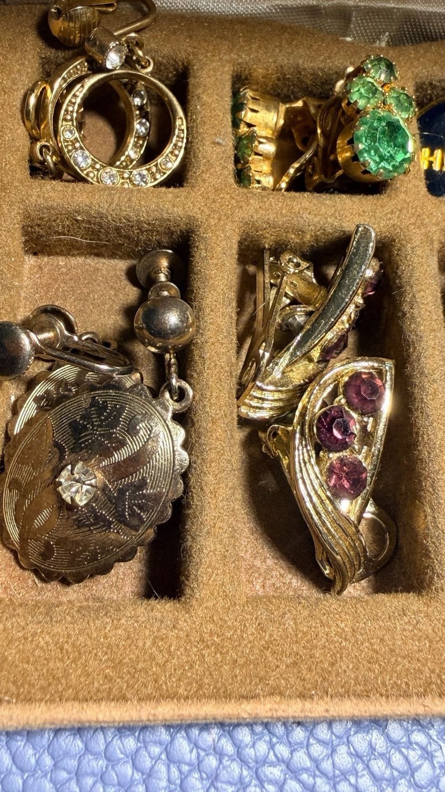 Vintage Clip-On and Screw-Back Earring Lot with Enamel Pin