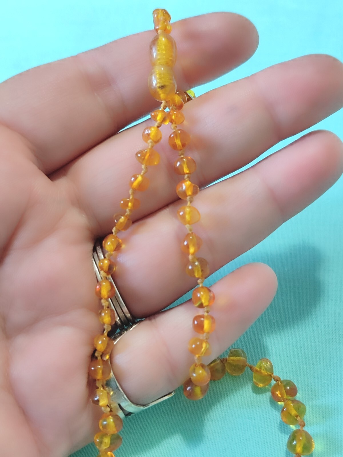 Vintage Natural Honey Amber Childs Kids Necklace 14in Choker