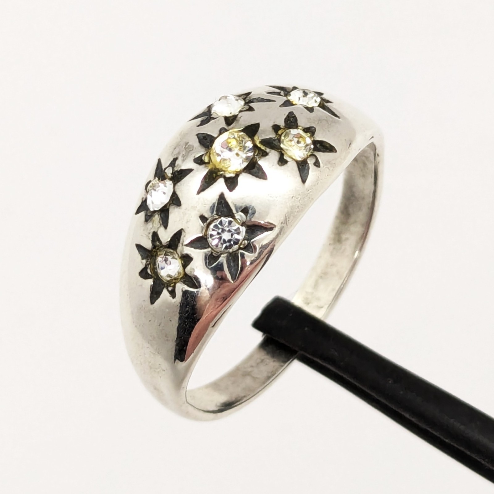 Vintage Elegant RING Silver 925 with Chic Bright Inserts -size: 9US (19mm) | #28