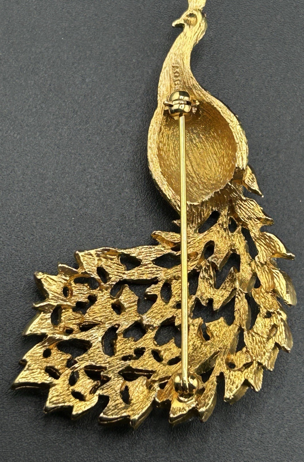 Designer (Panetta?) Signed Pave Rhinestone Peacock Brooch