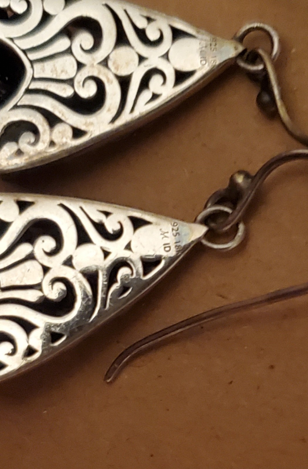 Vintage Robert Manse M ID Sterling Silver 925 & 18k Gold Black Onyx Earrings