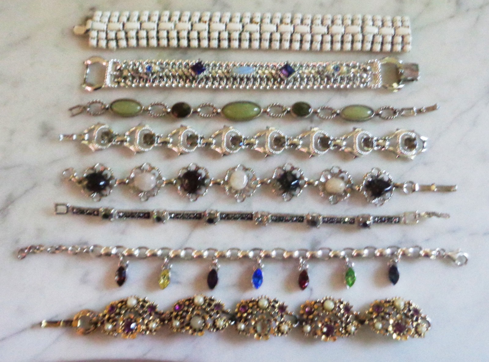 15 Rhinestone Vintage Fashion Link Cuff Chain Bracelets Lot