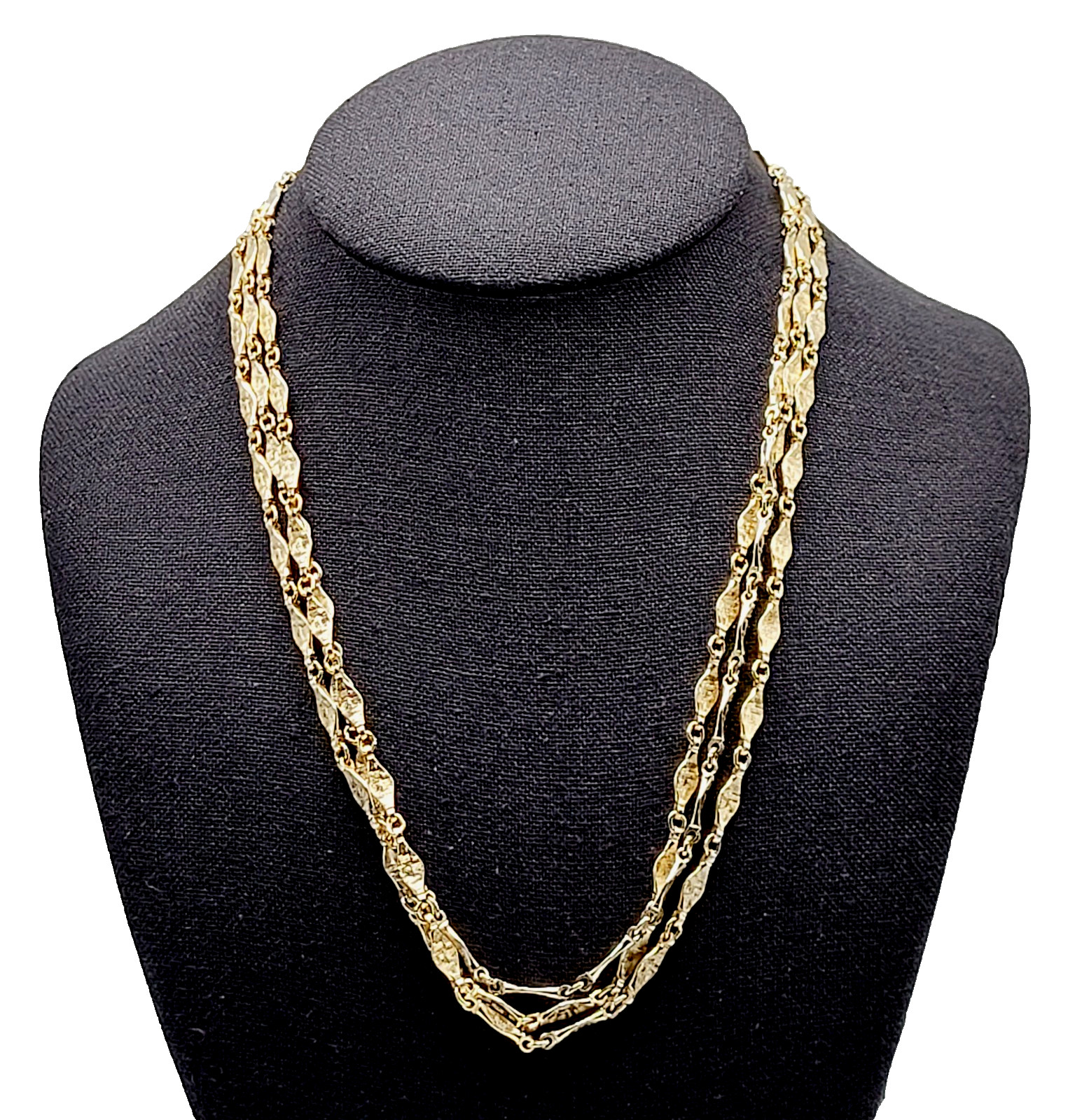 Napier Flapper Length Elongated Textured Link Chain Vtg Necklace Signed 60 Inch
