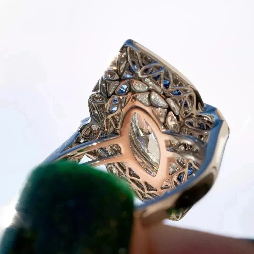 3Ct Art Deco Style Lab Created Diamond Engagement Wedding 14K White Gold FN Ring
