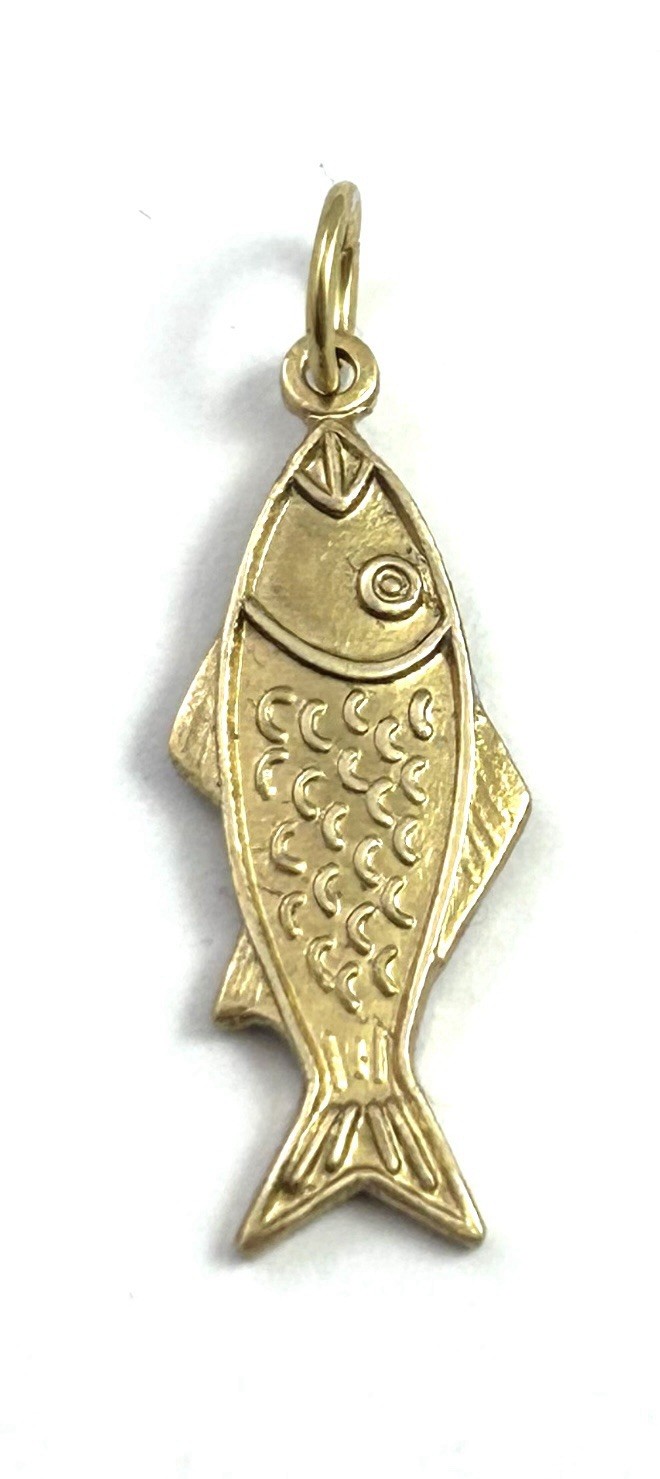 Vintage Fish Charm Pendant Vintage Jewelry Gift For Her Brass Metal Charm