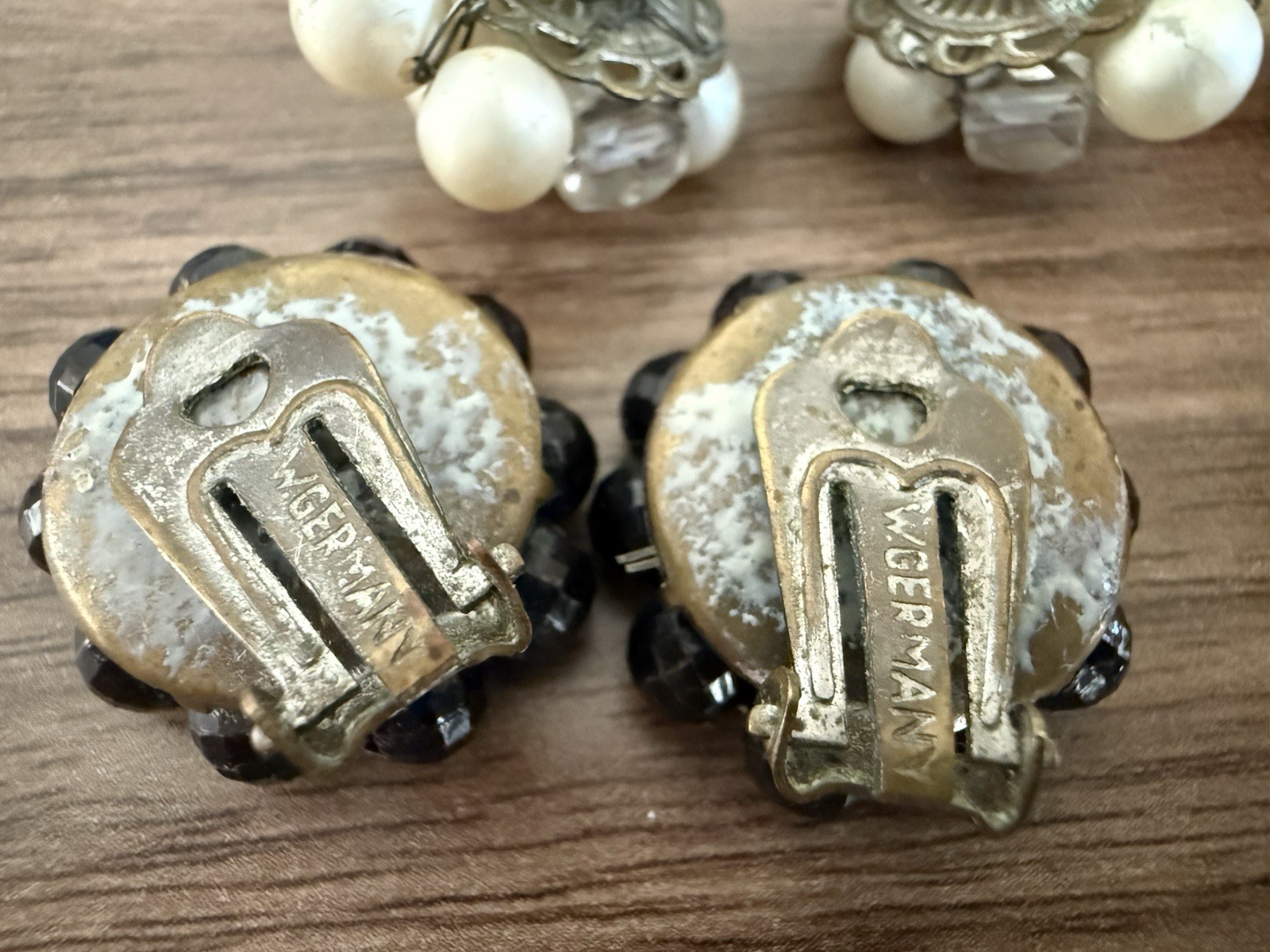 4 Pairs Vintage Beaded Clip-on Earrings Lot~ Japan, Hong Kong, WEST Germany