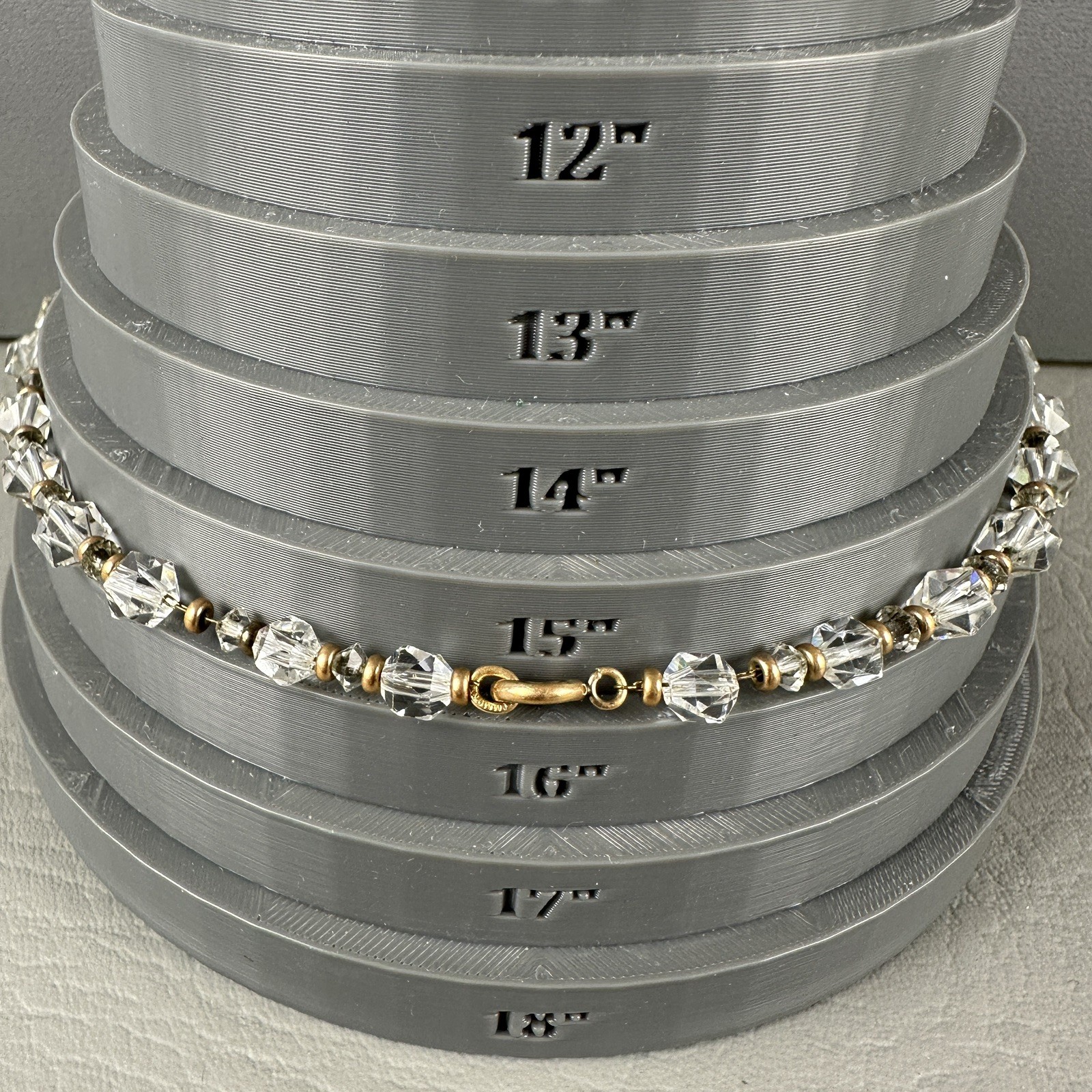 Vintage Necklace Clear Faceted Crystal Beads Gold Tone Graduated 15″