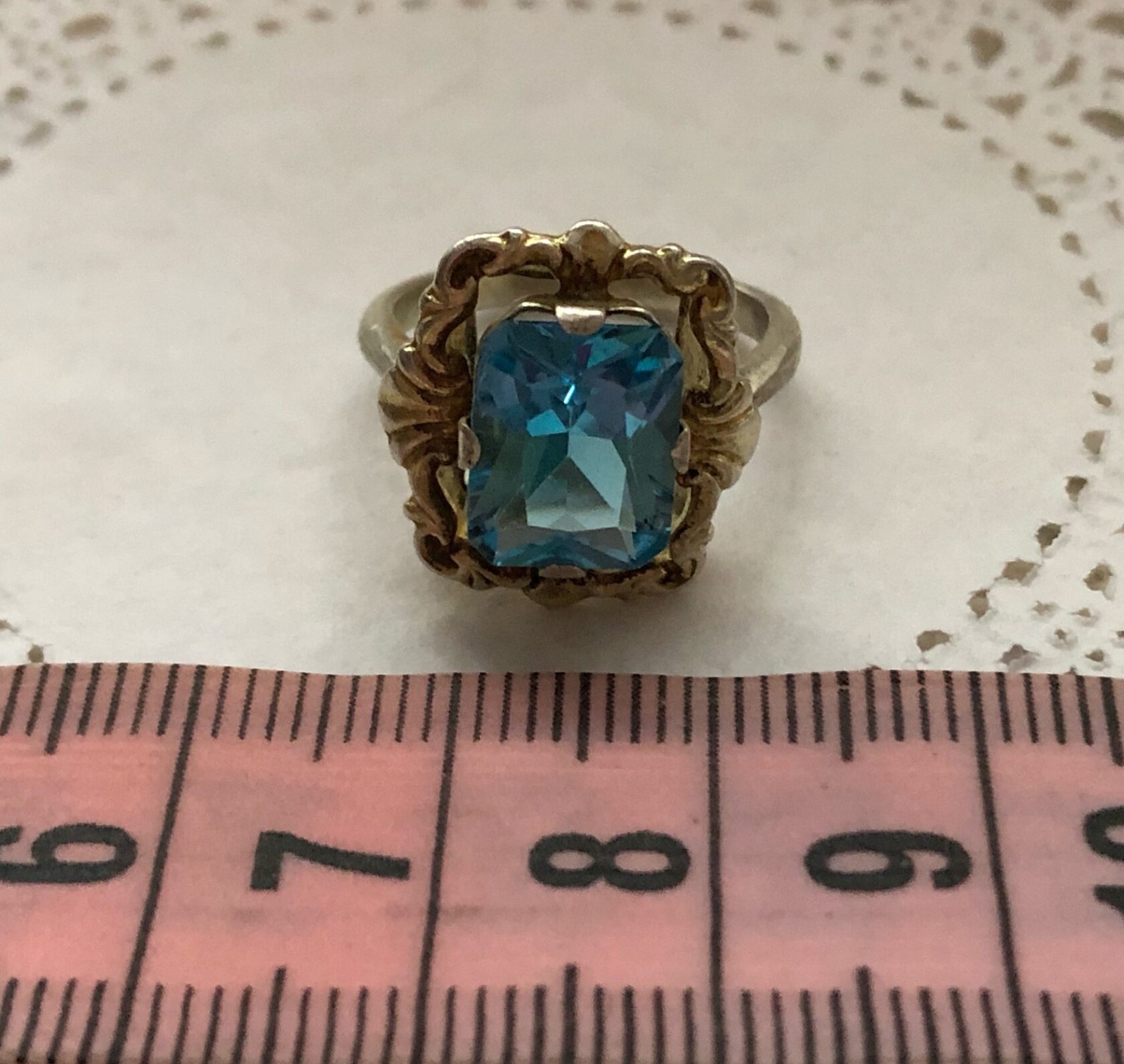 Estate Jewelry Vintage Ring Soviet Sterling Silver 875 Aquamarine Size 6 USSR