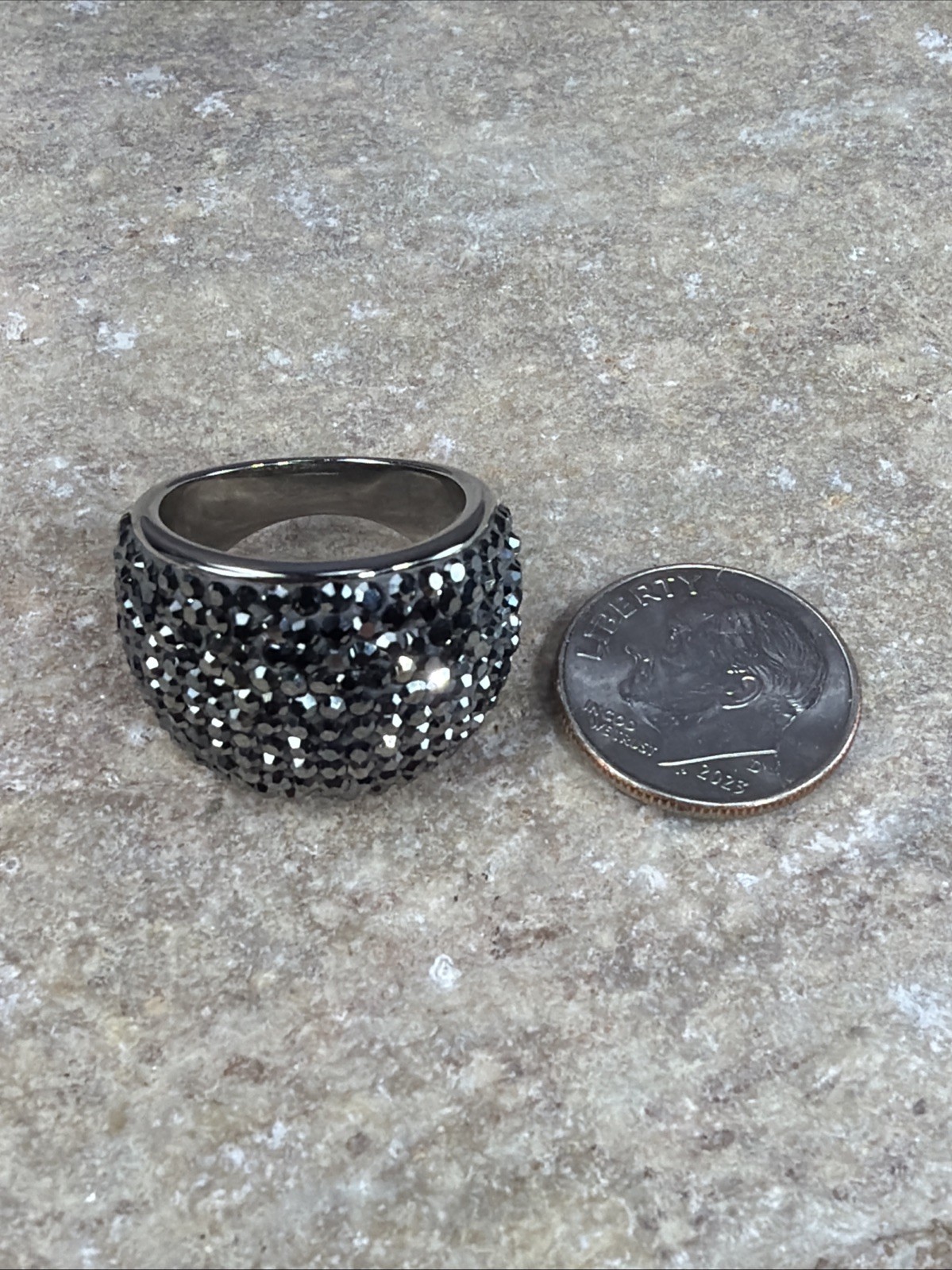 Stainless Steel – JCM JACMEL MAURITIUS gray Crystal Pave Cocktail Ring Size 6