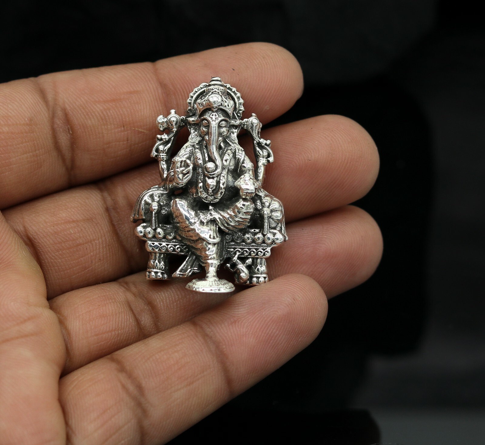 925 sterling silver Lord Ganesha statue, figurine, puja article home temple su02
