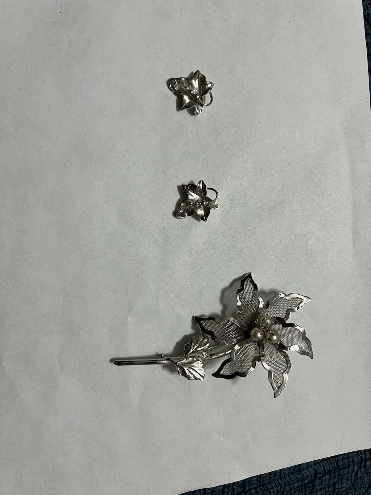Lot Of 3 Silver Tone Pins Assorted Sizes