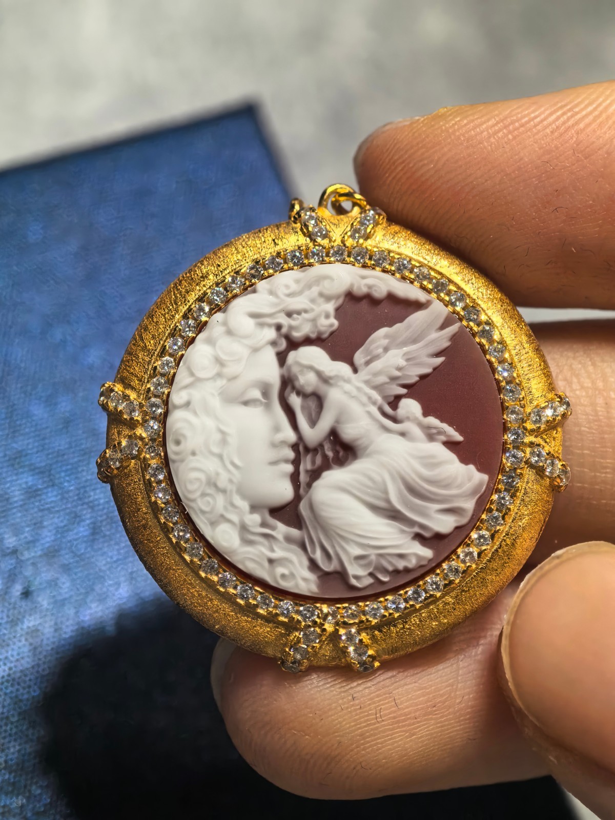 925 sterling silver red Agate Cameo vintage jewelry Pendant estate jewelry