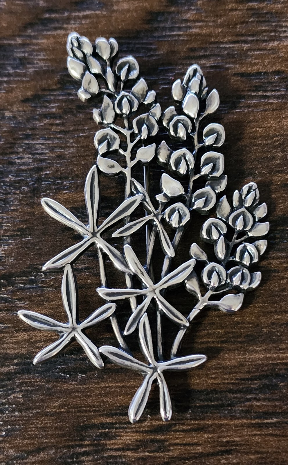 Retired James Avery LARGE Texas Bluebonnet Brooch Pin 2.25″ Approx. NEAT!