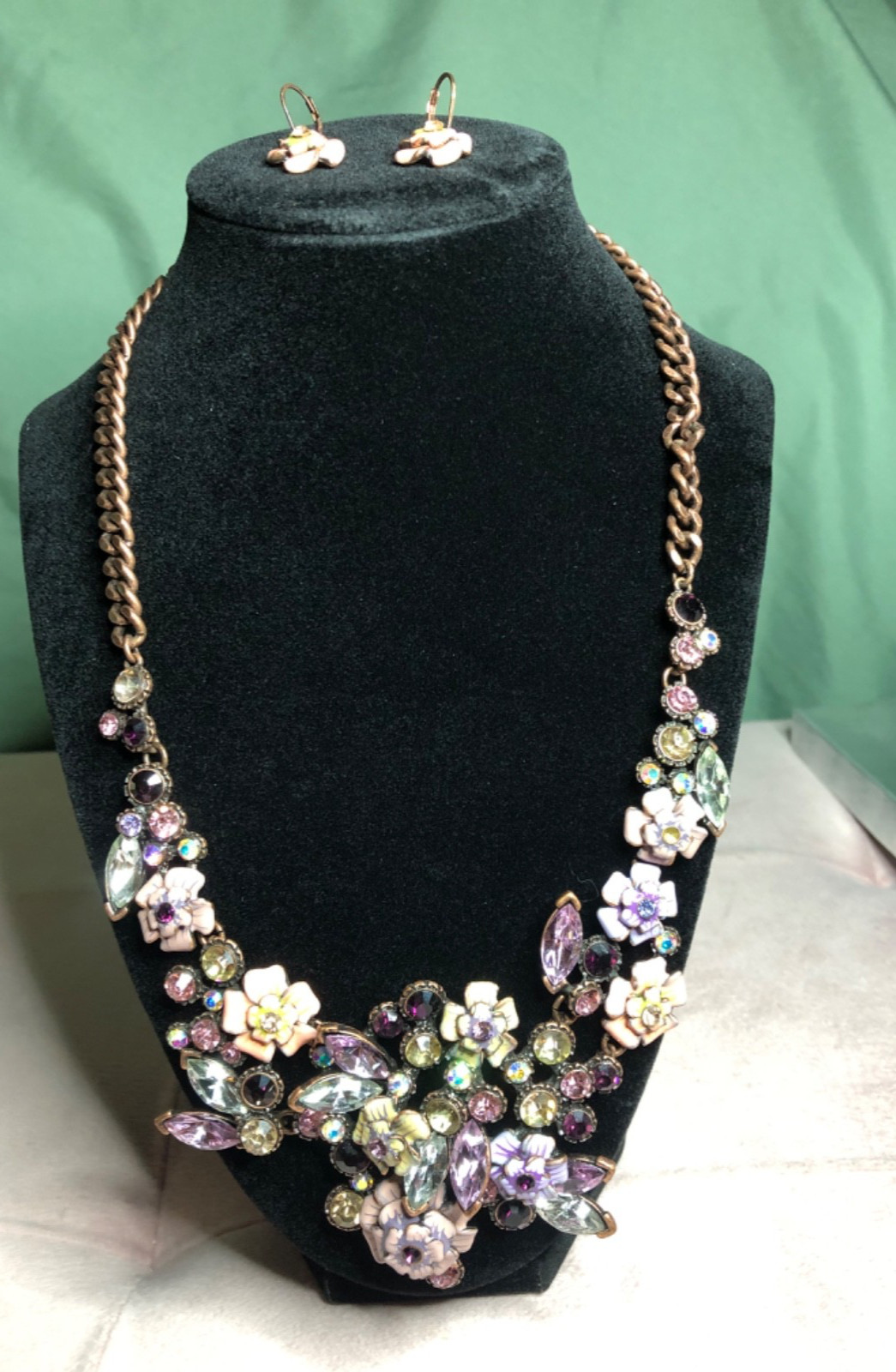 Joan Rivers XXV Classics Collection Necklace Earring Set Enamel Rhinestones