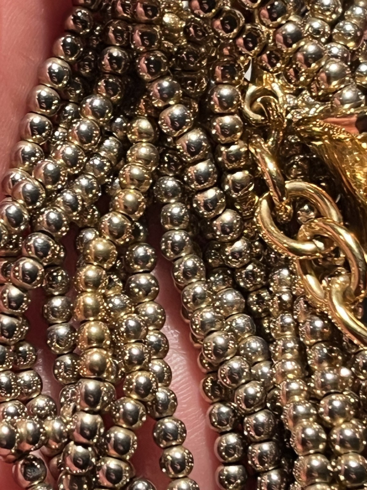 Vintage GIVENCHY signed 7-Strand Gold Tone Beaded 19″ Choker Necklace!
