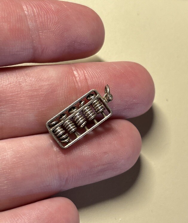 Vintage 1960s Sterling Abacus 3D Moving Charm