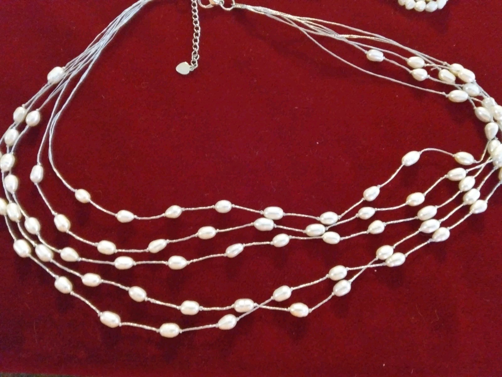 5pc Necklace Lot Enamel Acrylic Metal Rice Pearls Multi Strand Pastel Art Beads