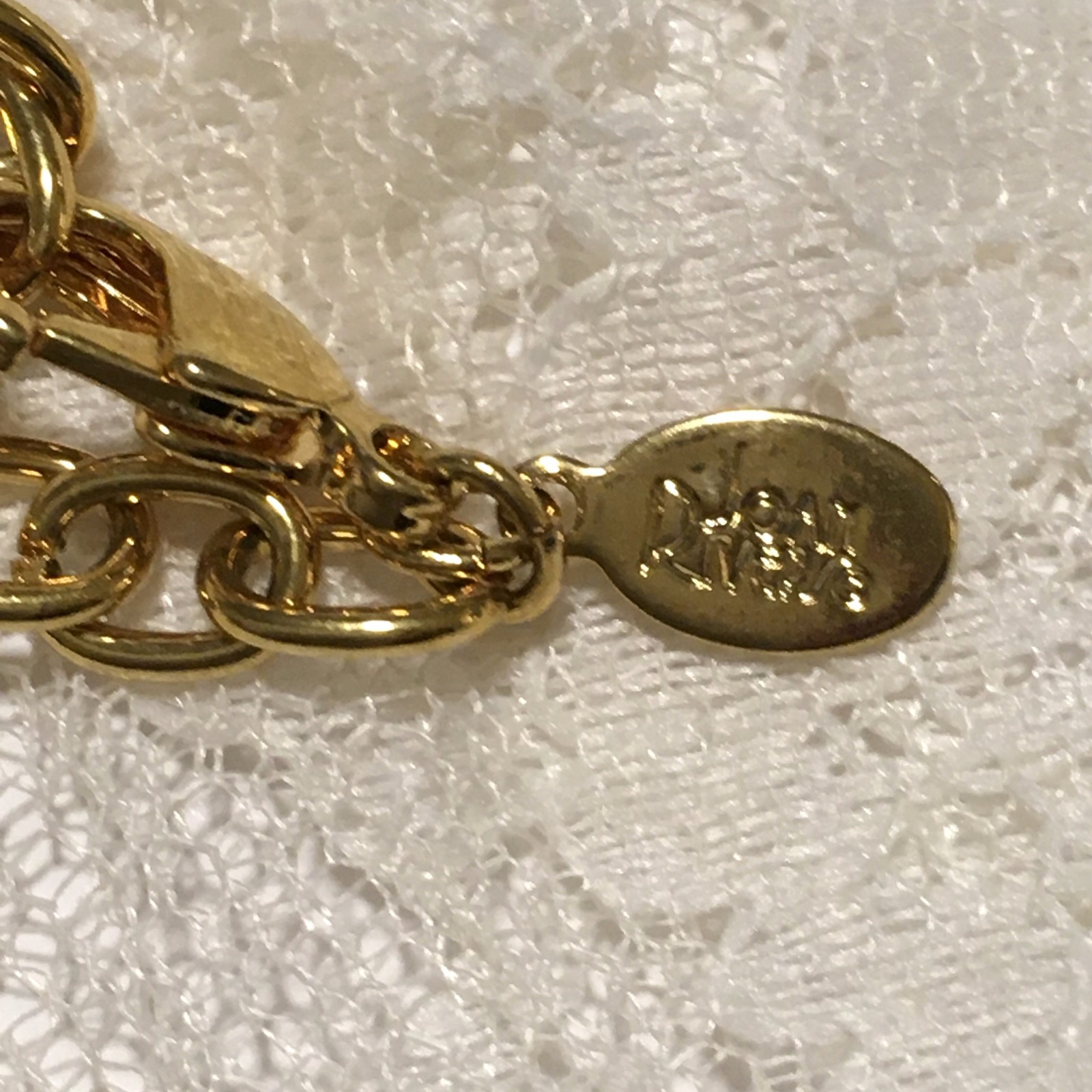 Vintage Joan Rivers Necklace Gold Tone Chain Collar Big Rhinestones Spring
