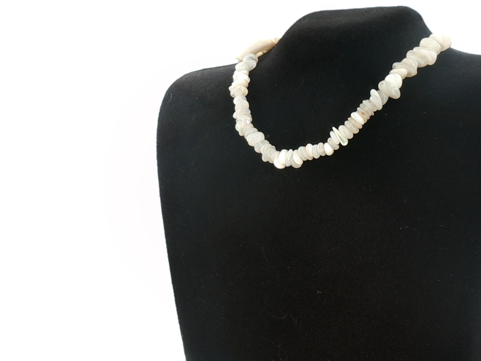 Vintage Natural Shell Necklace White Heishi Beads Boho Beach Style Jewelry 12 In