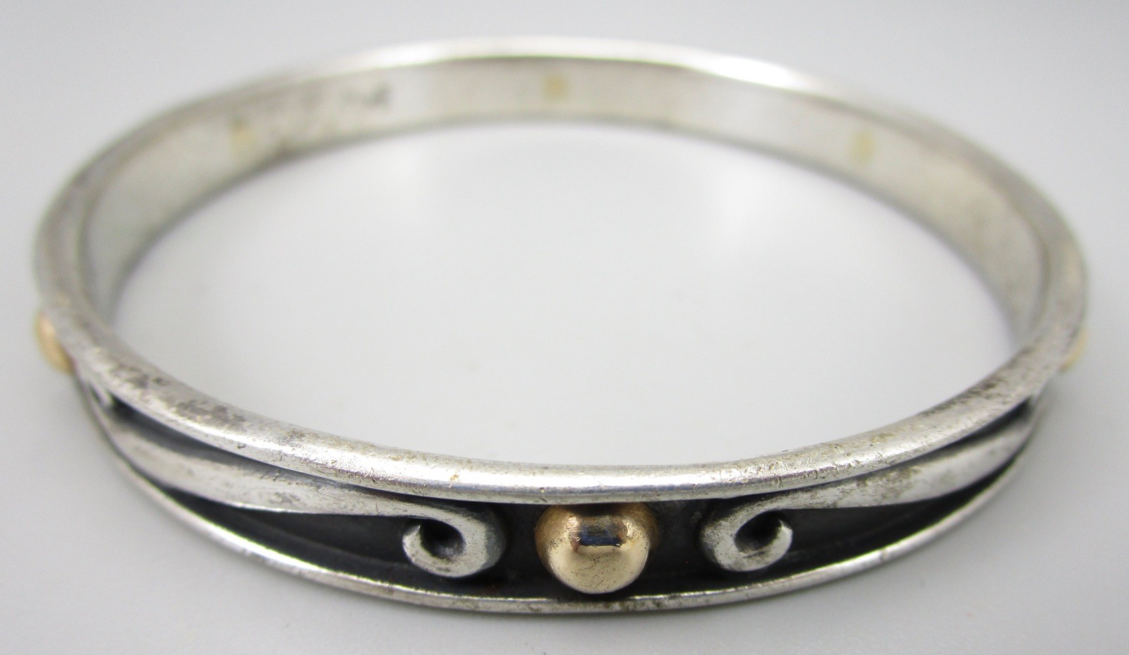 BEAUTIFUL JAMES AVERY STERLING 14K SCROLL GOLD DOT BRACELET SZ 7.75