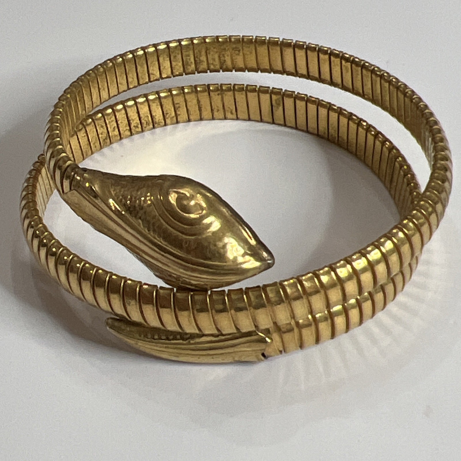 Vintage Art Deco Gold Tone Flexible Coil Snake Wrap Bracelet