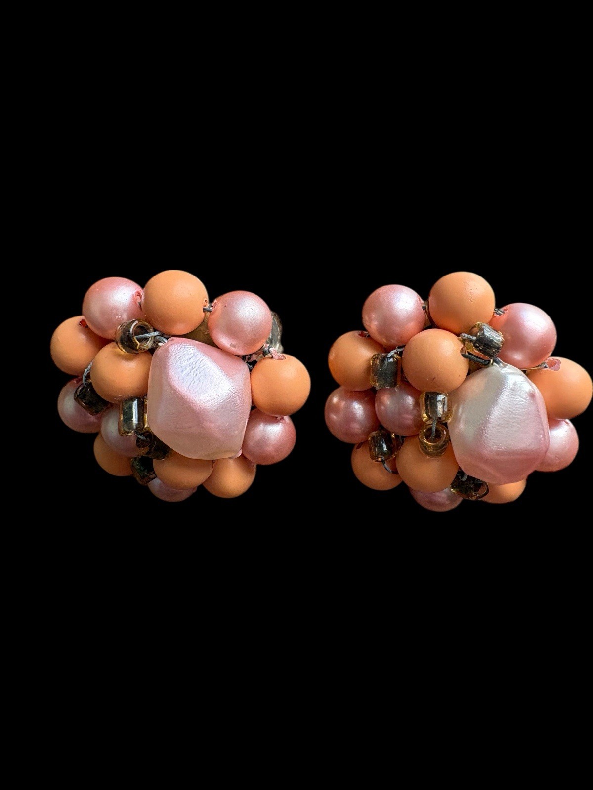 Vintage Beaded Cluster Clip On Earrings Lot 11 Japan, Hong Kong