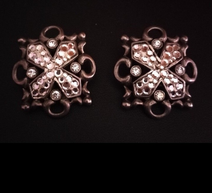 CL/VINTAGE CRAIG LEONARD CLIP ON EARRINGS/RHINESTONE/RARE!