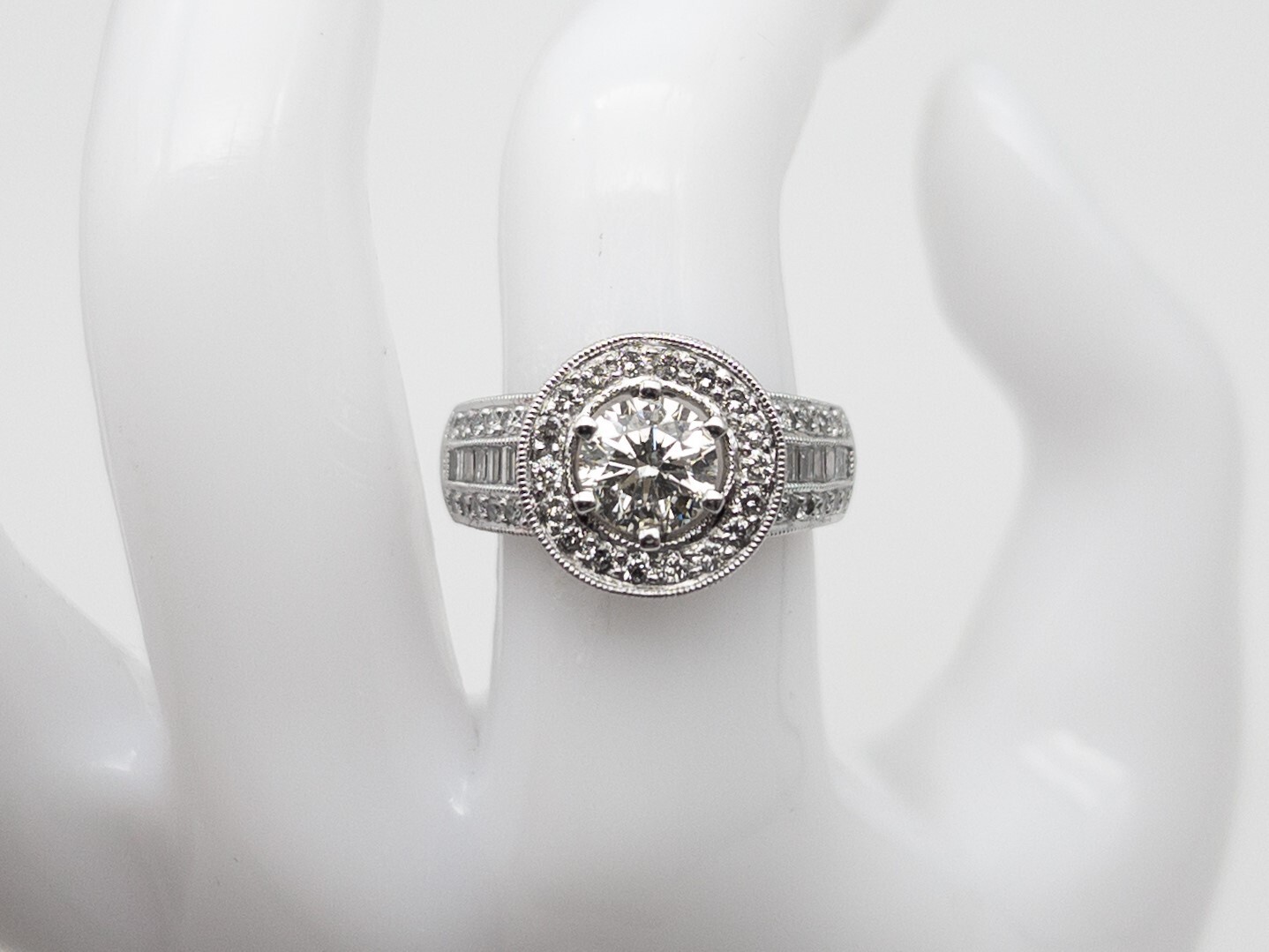 $12,000 2.53ct EGL IDEAL CUT Si1 K Diamond 14k White Gold HALO Wedding Ring 8g