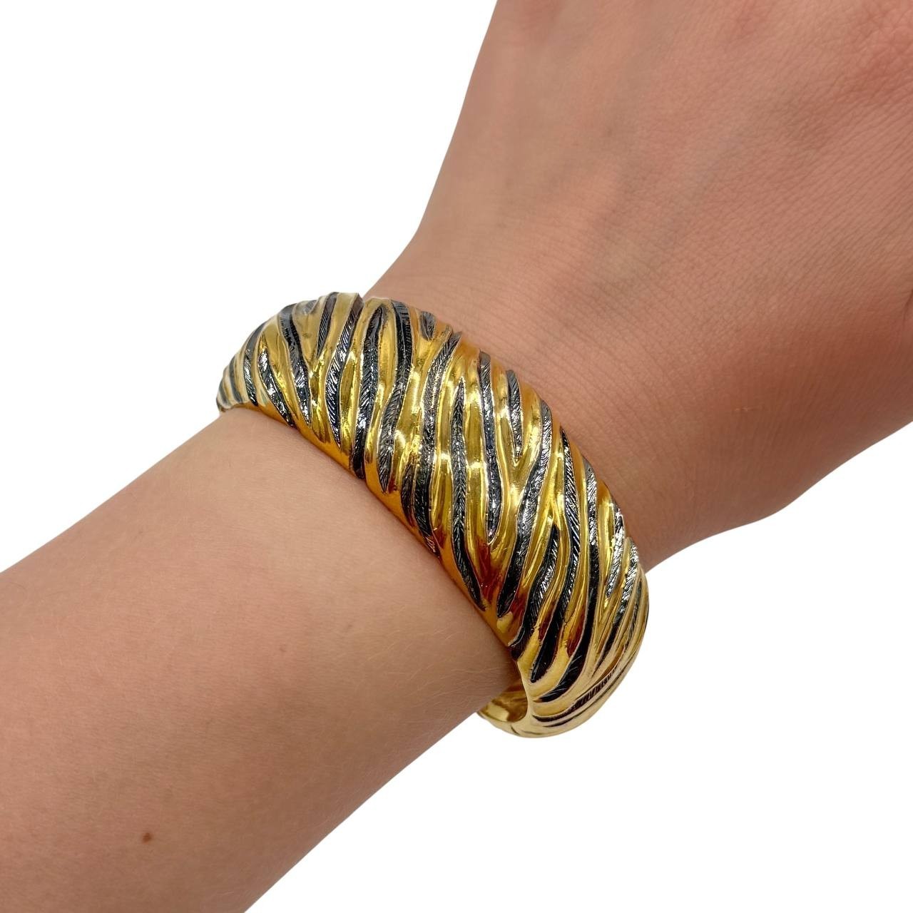 Vintage YSL Robert Goossens Gold Tone Zebra Cuff Bracelet France