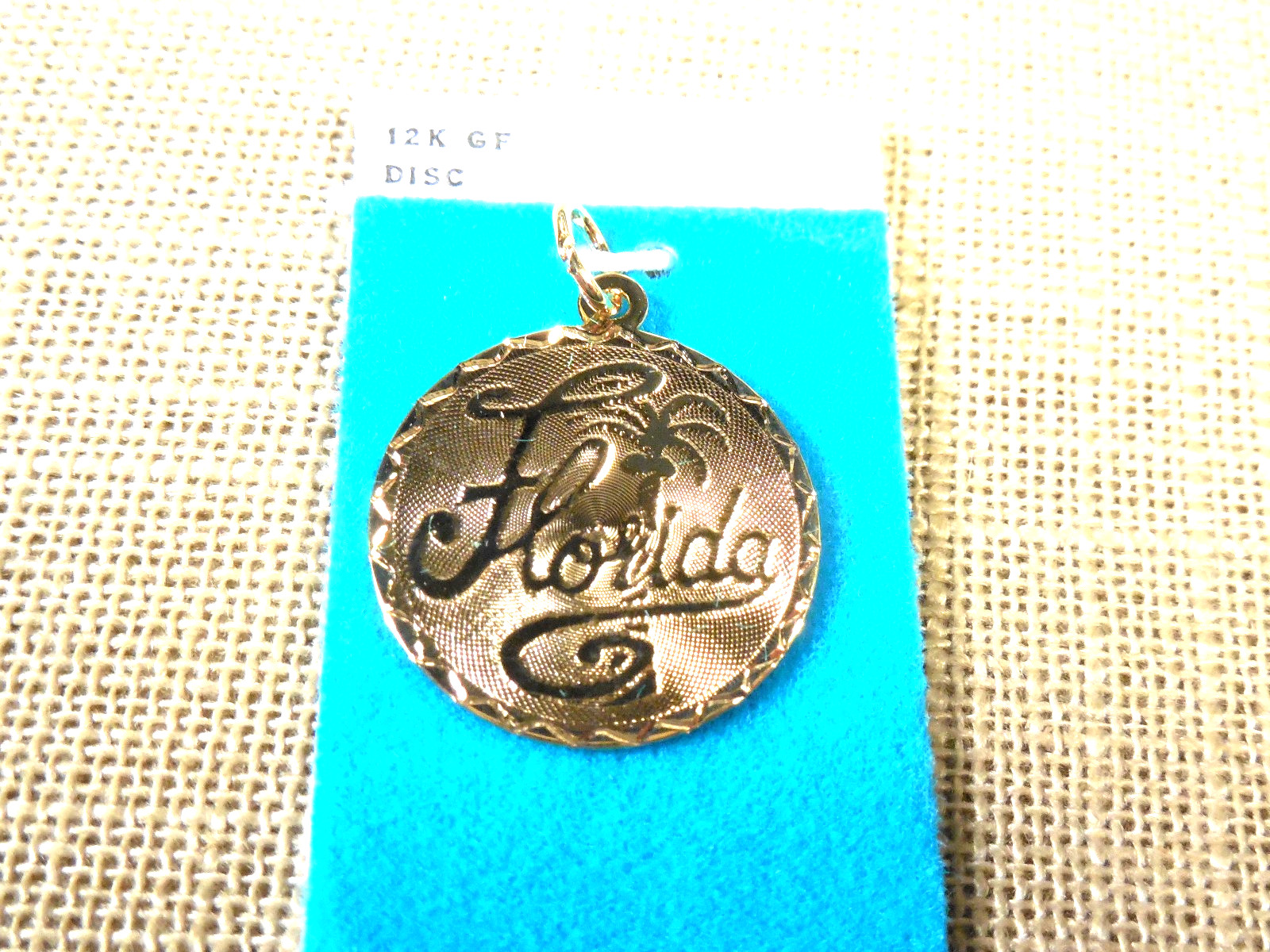 Vintage NOS 12K Gold Filled Palm Tree Florida 1″ signed Crea charm pendant CH#4