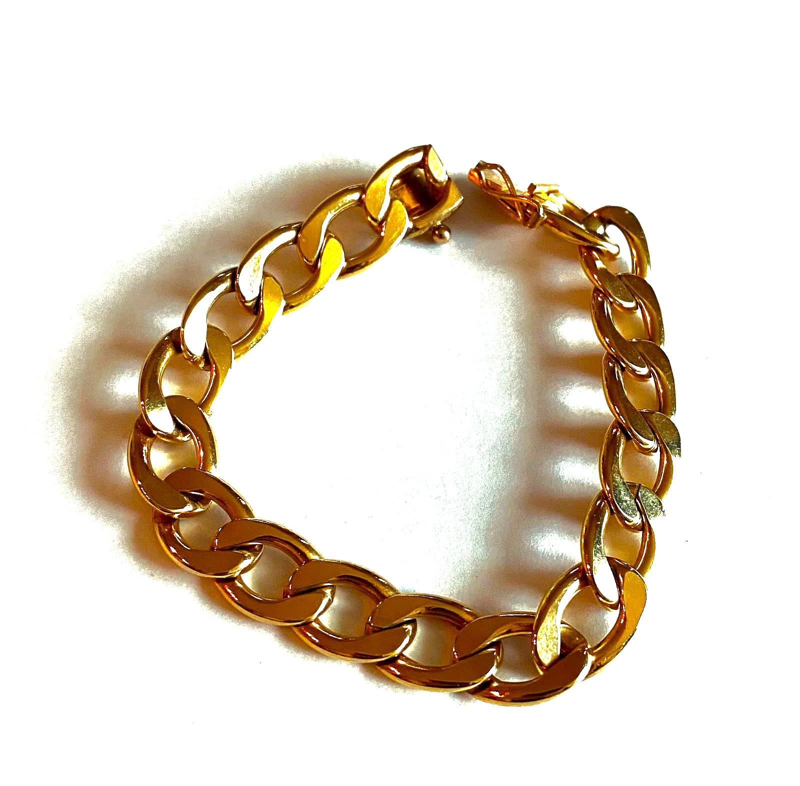 Vintage Charles MURAT French Gold Filled Cuban Link Bracelet 7″ **