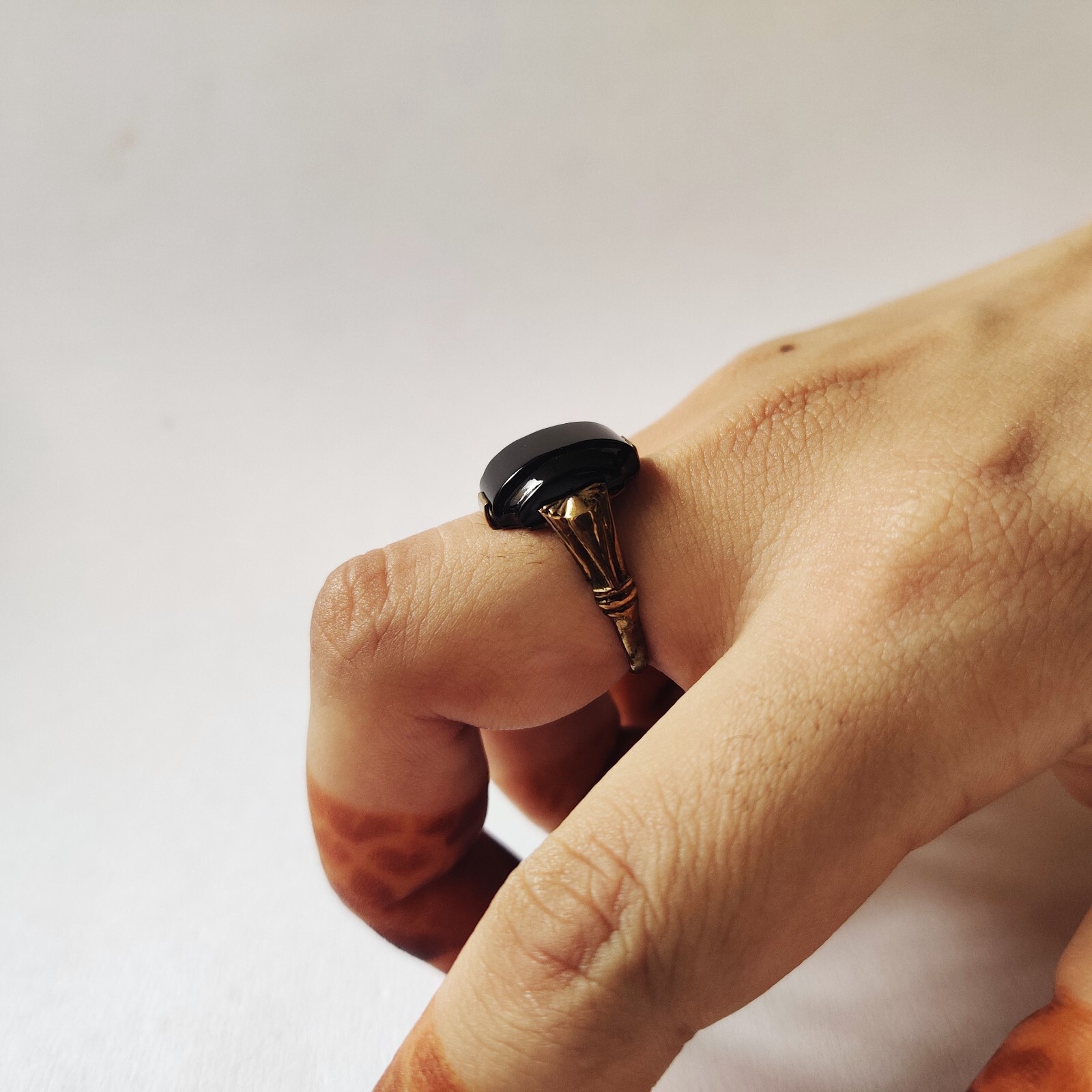 antique 925 silver vintage Victorian art deco handmade black onyx ring best gift