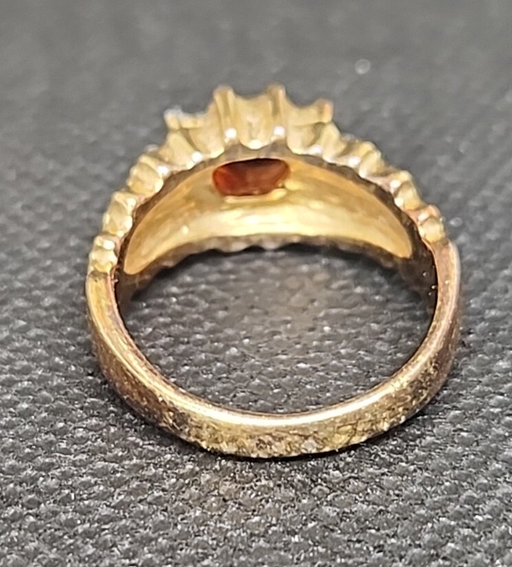 Vintage Arlene Dahl Garnet Ring 14K Gold Electroplate