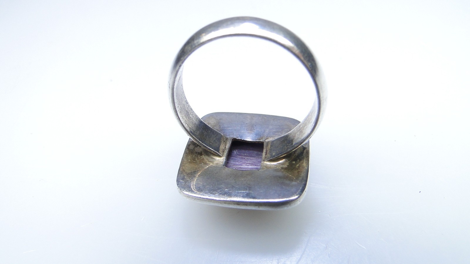 Sterling Silver Ring w Square Purple Quartz Stone sz 7 3/4
