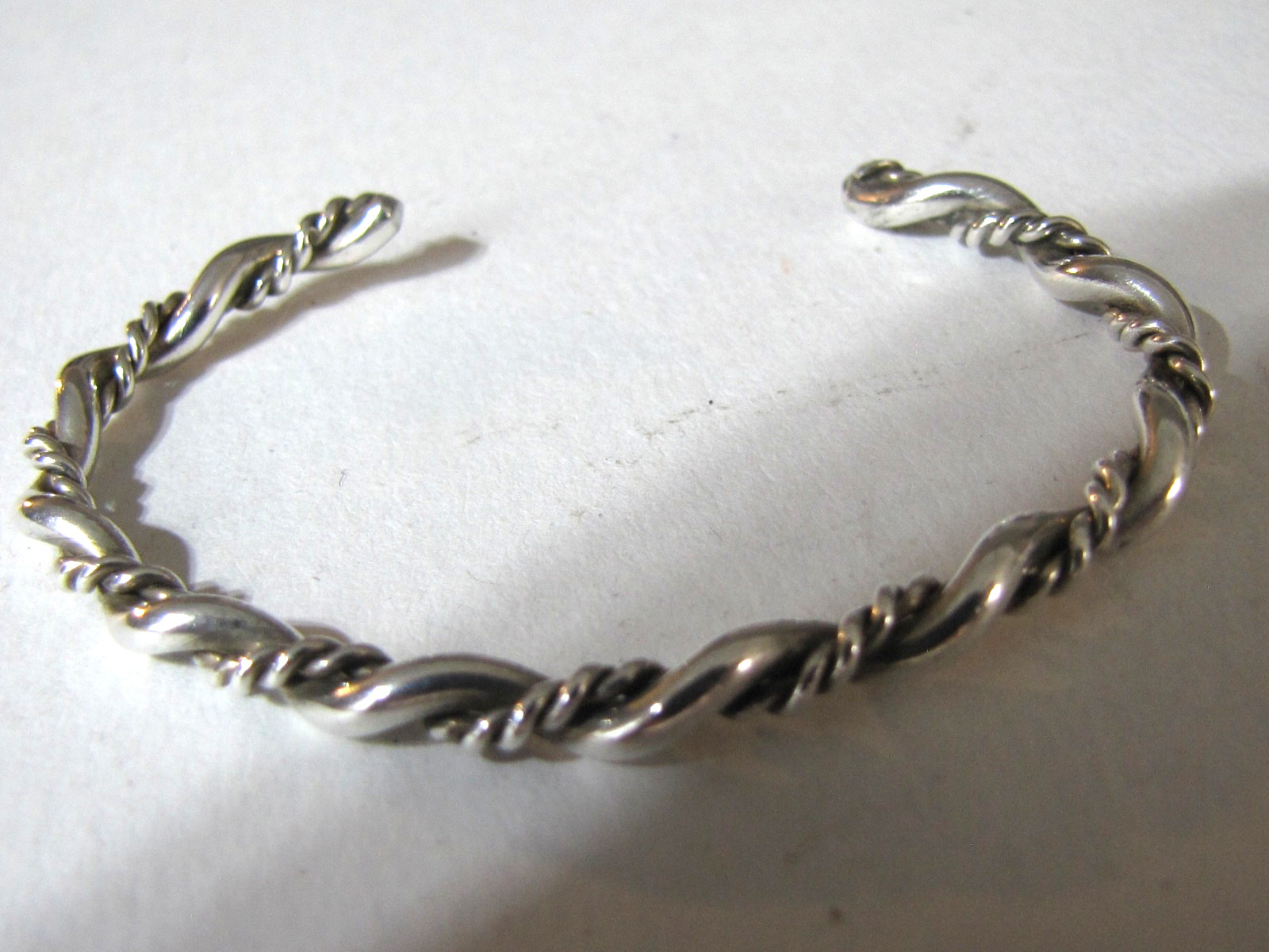 Vintage Sterling Silver Cuff Bracelet Minimalist Southwest Stackable Twist Rope