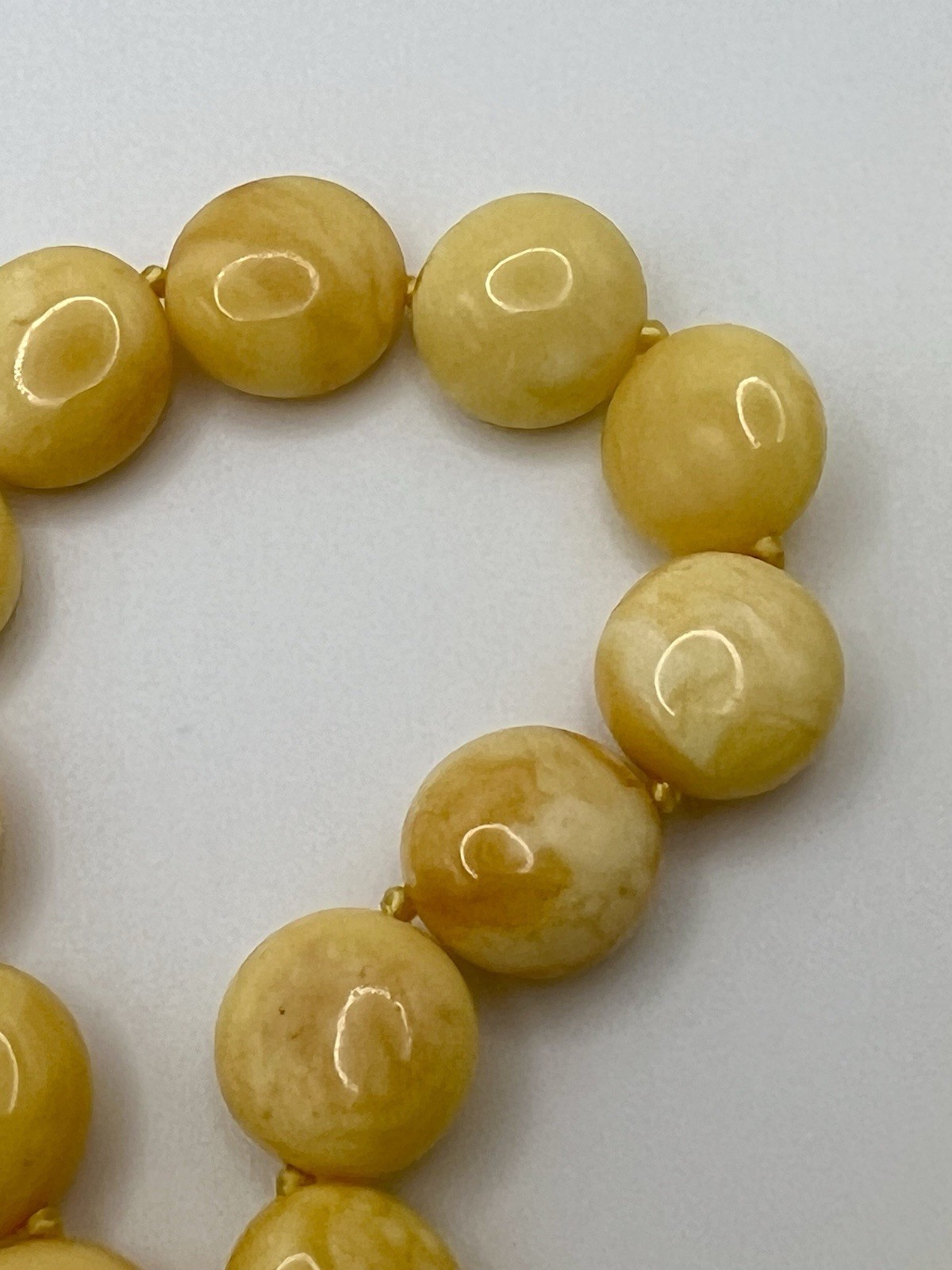 Butterscotch/Egg Yolk Baltic Amber Disk Bead 17-3/4” Necklace 20.8g