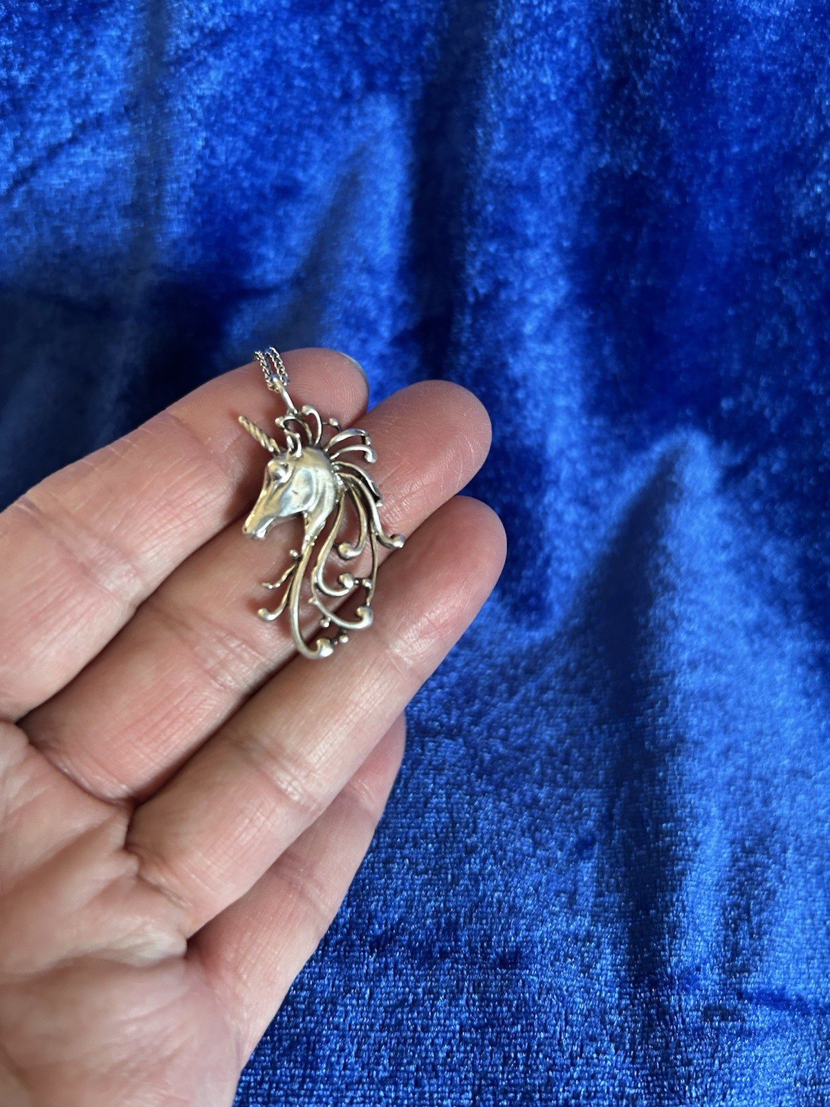 Vintage Sterling Silver Unicorn Pendant Necklace Nice Quality Pretty