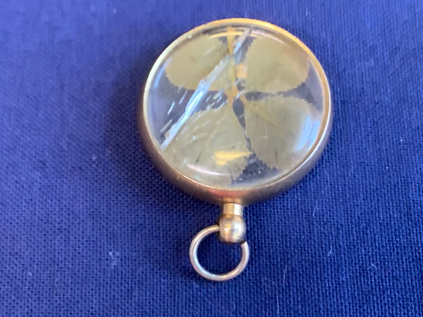 Vtg Encased 4 Leaf Clover Pendant Fob Costume Jewelry Good Luck Charm