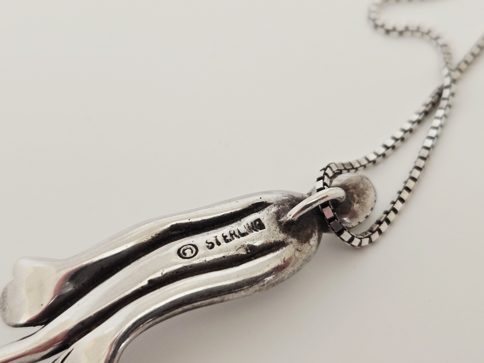 Vintage Artisan Signed Sterling Silver Modernist ‘Hope’ Figural Pendant Necklace