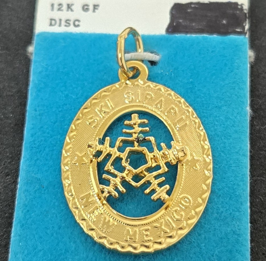 CREA 12Kt Yellow Gold-Filled Snowflake Ski Sipapu New Mexico Disc Pendant
