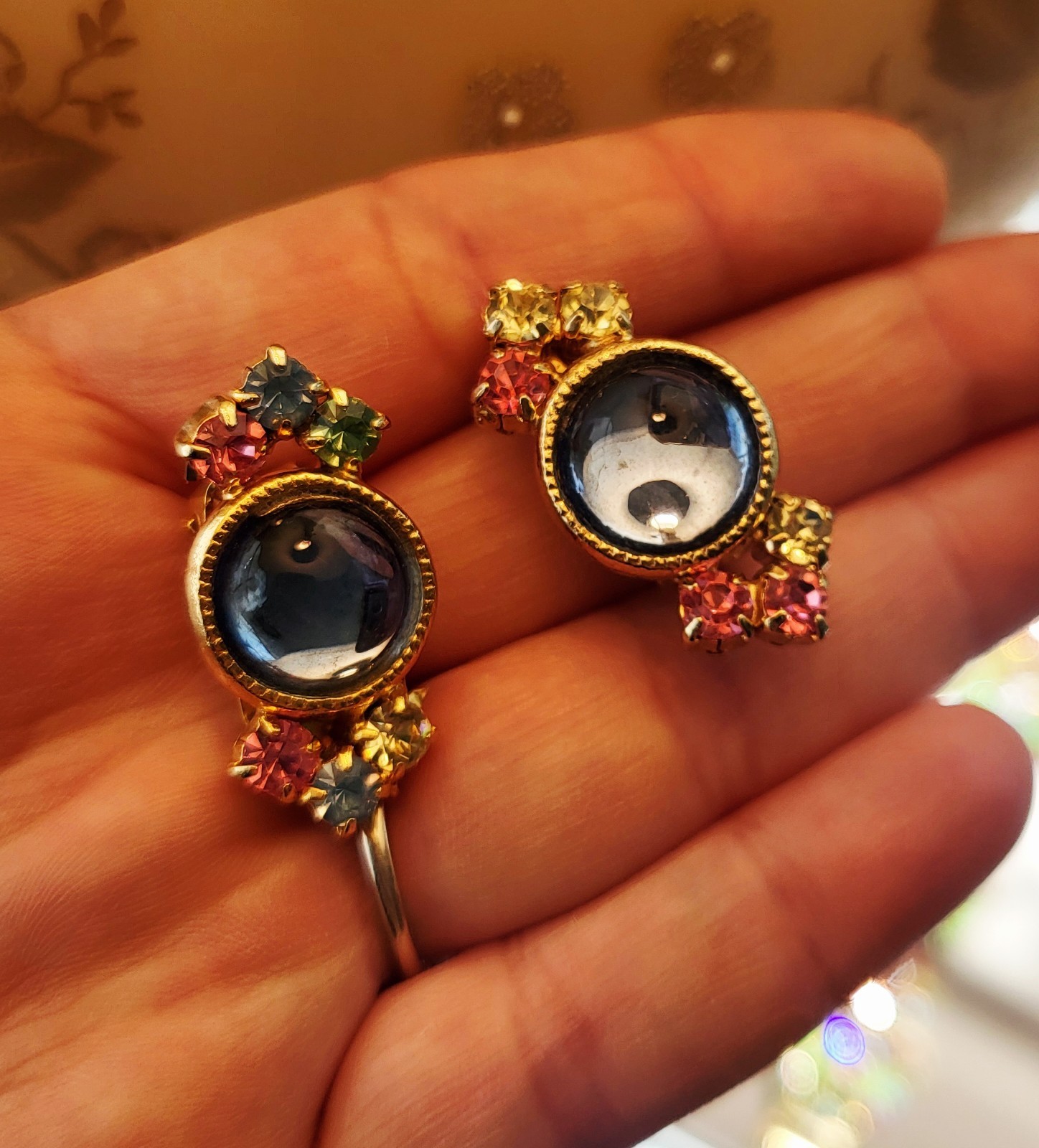 Vintage Multicolor Rhinestone Bracelet and Earrings Set