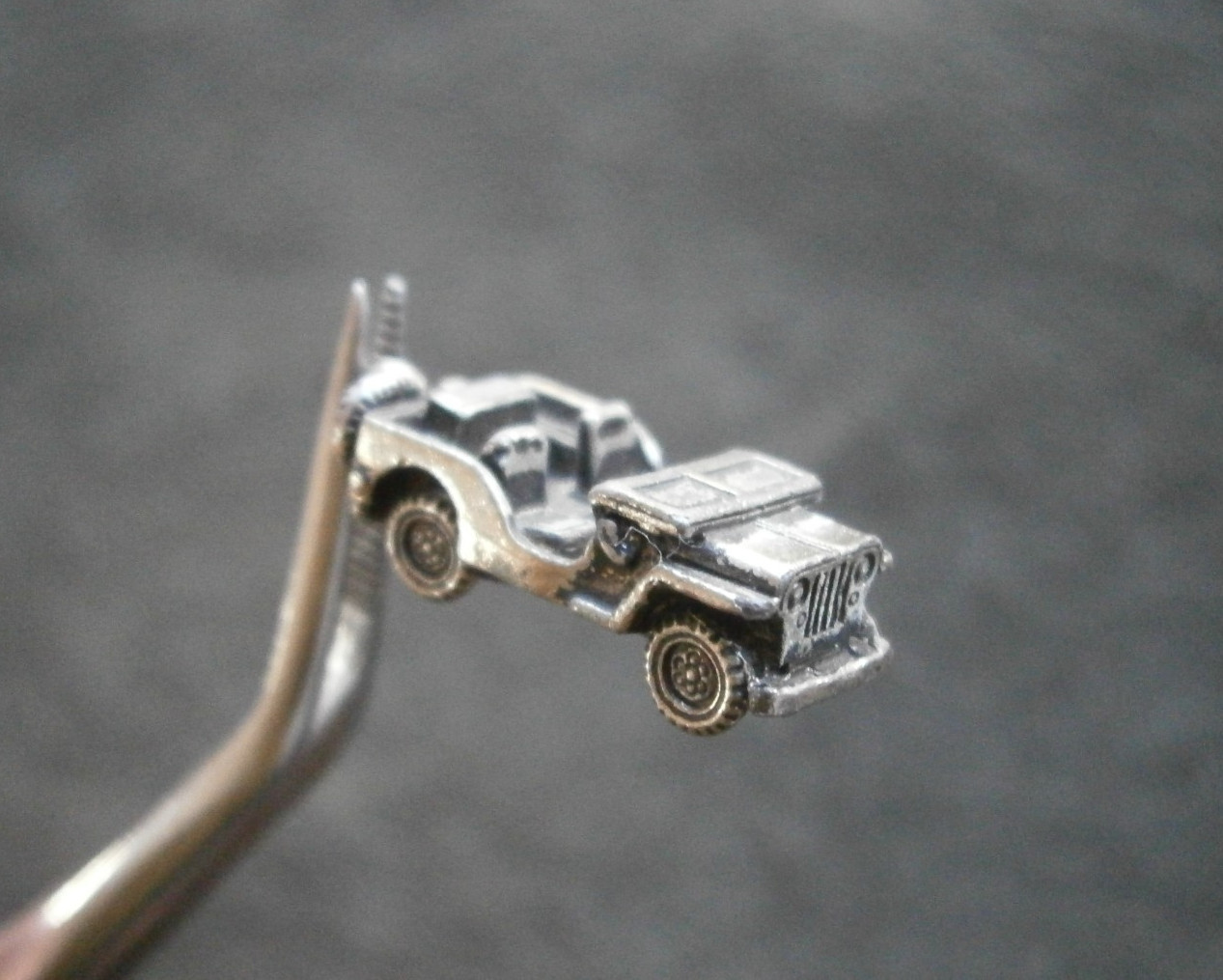 Crest Craft WWII Willys Jeep Vintage Silvertone Charm Pendant 3.1g