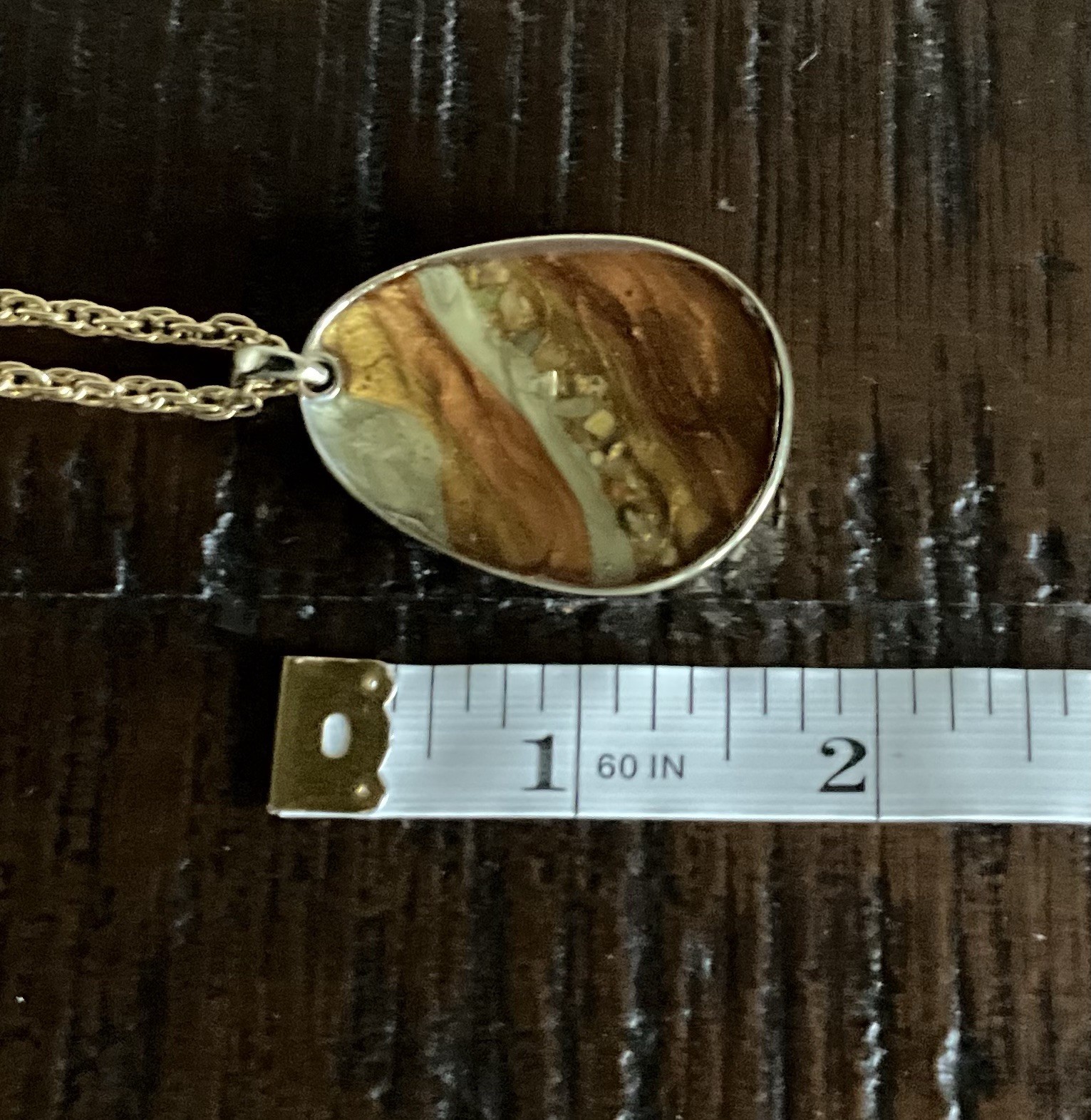 Vintage Abstract Metallic Fluid Art Necklace