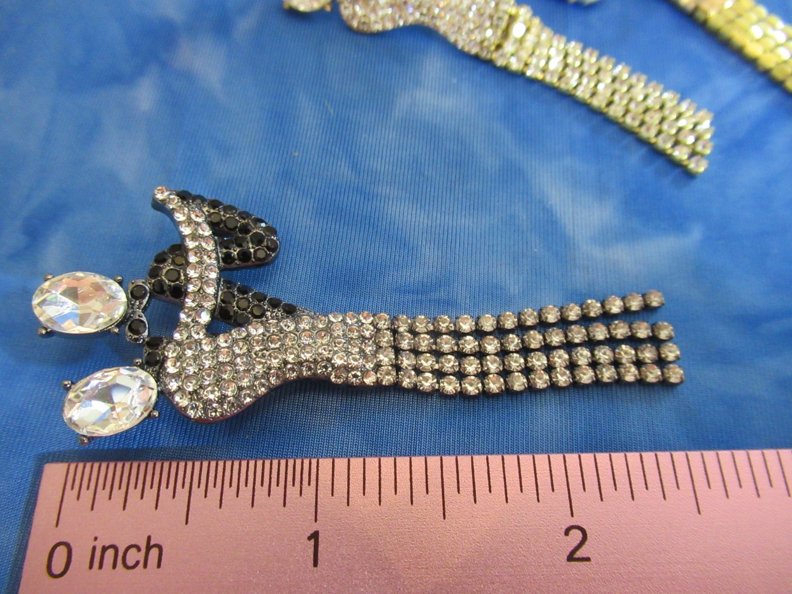 Dancing Couple Earrings & Brooch Clear & Black Glass Crystal Wedding Couple NEW