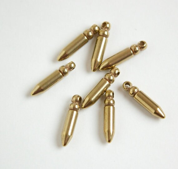 Raw Brass Solid Bullet or Dagger Shaped Charms (8) mtl273