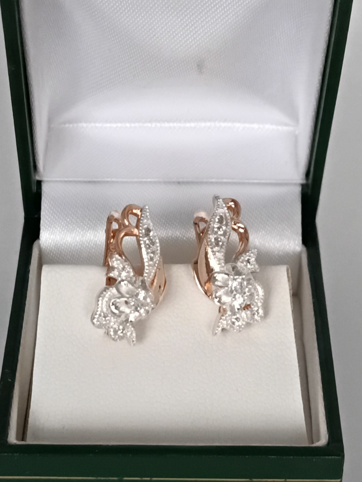 Vintage 1990-s 14 Ct Rolled Gold Zircons Earrings-Hallmarked 585 RG