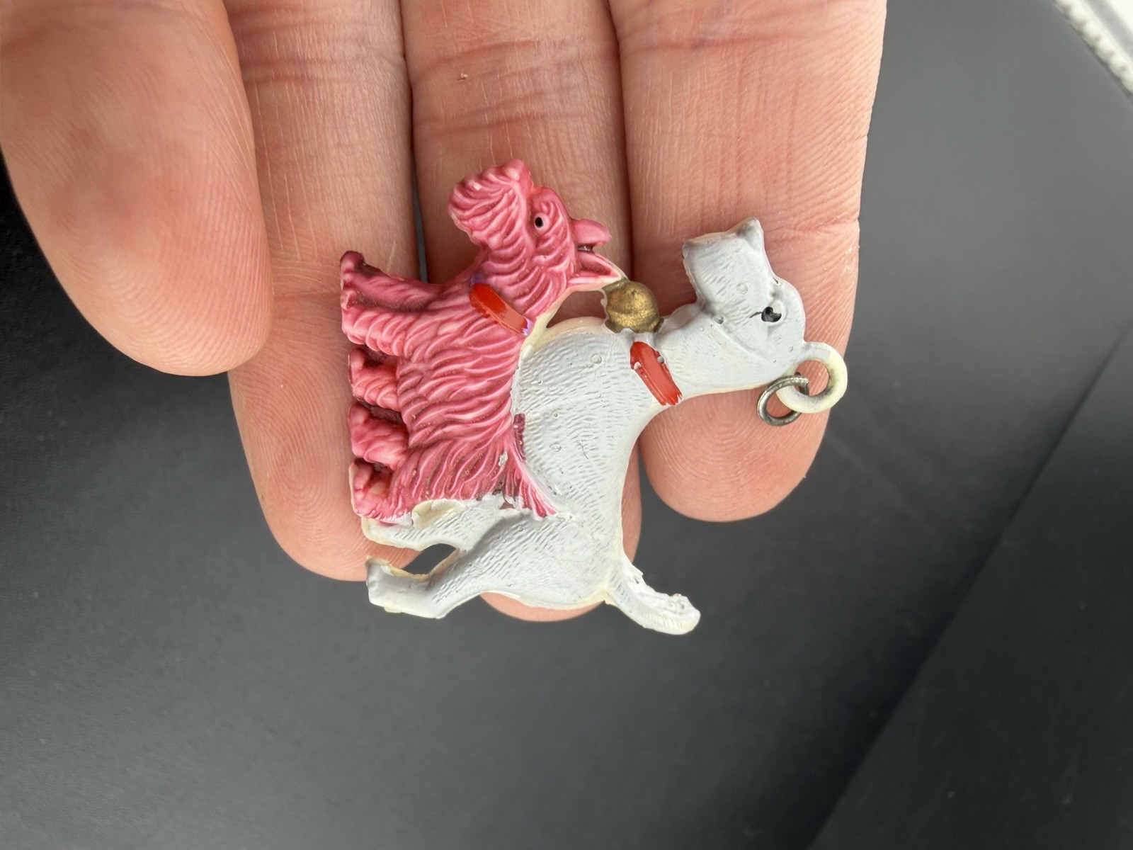 Vintage 2 Dog Charm Tag Estate Find Costume Jewelry