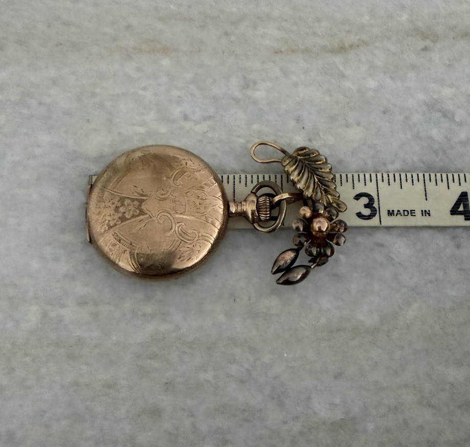 Vintage Gold Filled Elgin Scrolled Flower Works Pocket Watch On Pin Brooch